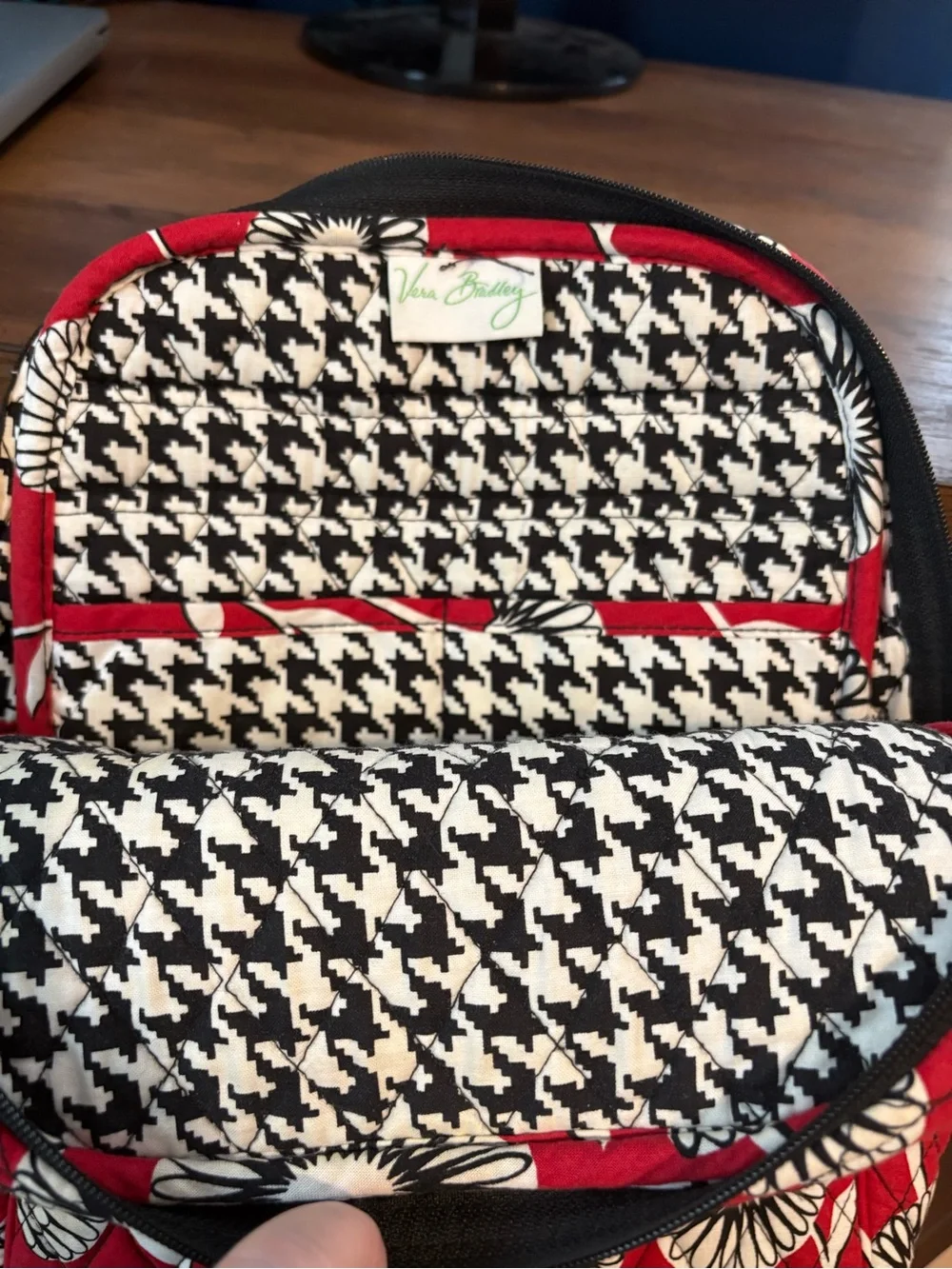Vera Bradley Deco Daisy Red White Black Medium Size Backpack